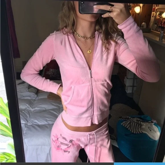 Pink Velour Tracksuit - Picture 2 of 2